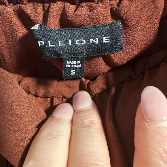 Pleione Pleated Burnt Orange Rust Brown Midi Skirt - Picture 4 of 4